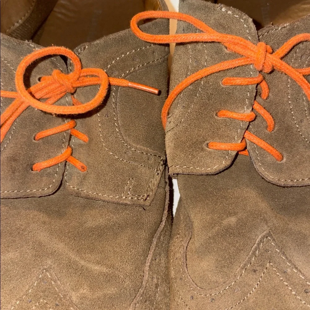 Perry Ellis portfolio light brown or tan suede shoes size 14.